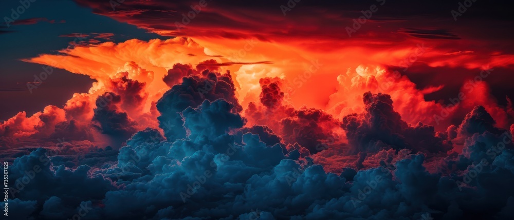 a red and blue sky with clouds and a plane in the middle of the sky with a plane in the middle of the sky. a red and blue sky with clouds and a plane in the middle of the sky with a plane in the middle of the sky.