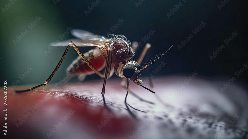 mosquito biting the skin of a human. created with ai mosquito biting the skin of a human. created with ai