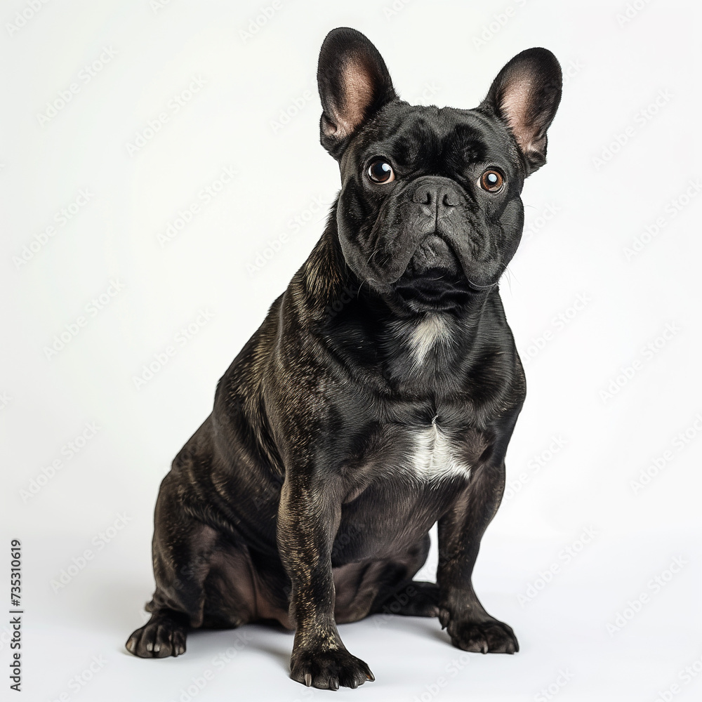 french bulldog dog sitting on white background and looking at the camera, studio shooting
