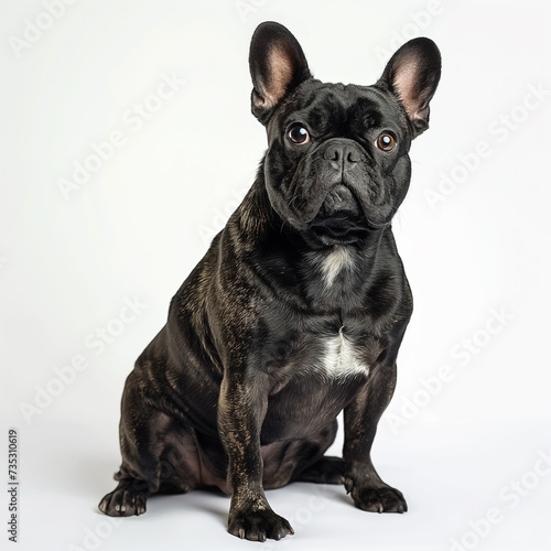 french bulldog dog sitting on white background and looking at the camera, studio shooting © Екатерина Абрамова