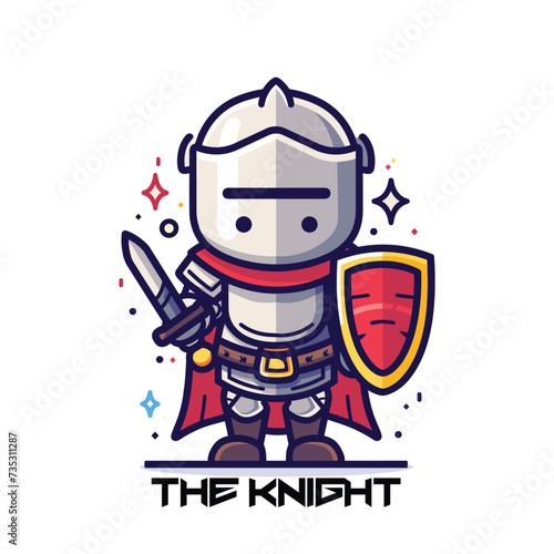 A cute style knight in war costume vector cartoon