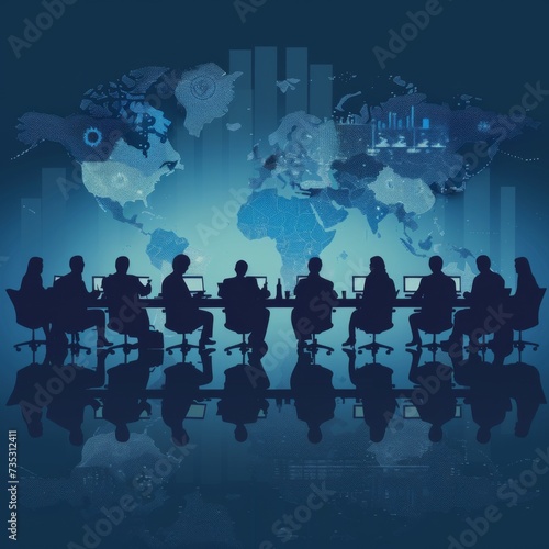 Business meeting and brainstorming concept. Business successful and teamwork concept. World map.