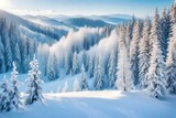 winter landscape of mountains in snow