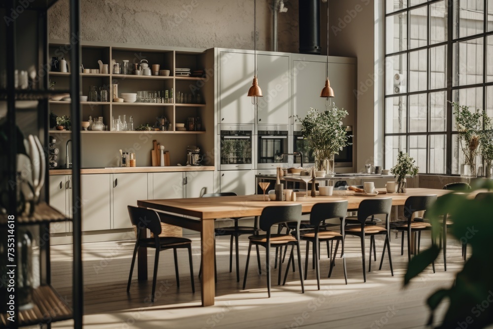 Interior of a loft kitchen