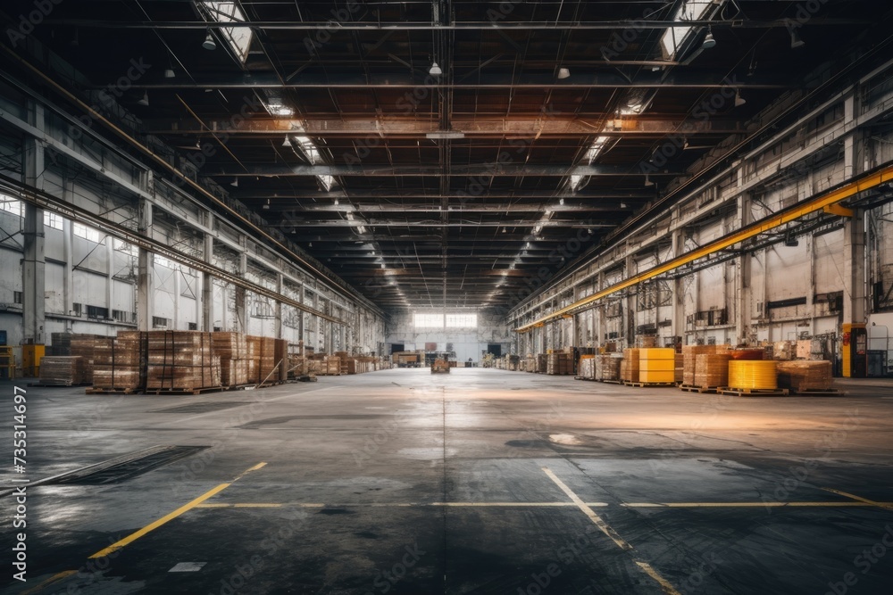 Interior of a large warehouse