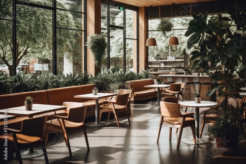 Interior of a empty cafe in the city