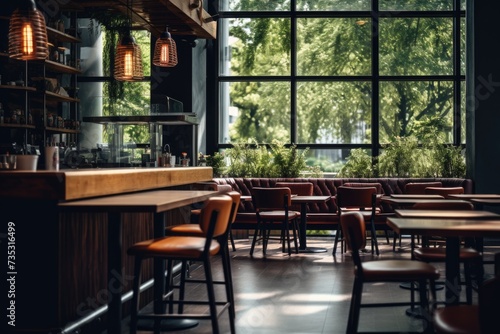 Interior of a empty cafe in the city