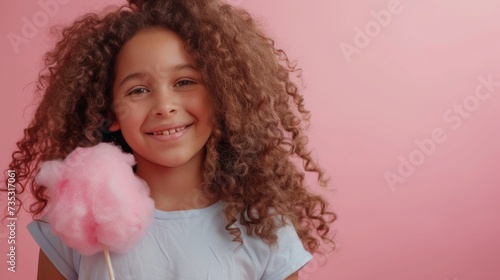 girl, 10 years old, stands smiling and looking at the camera, holding a large...