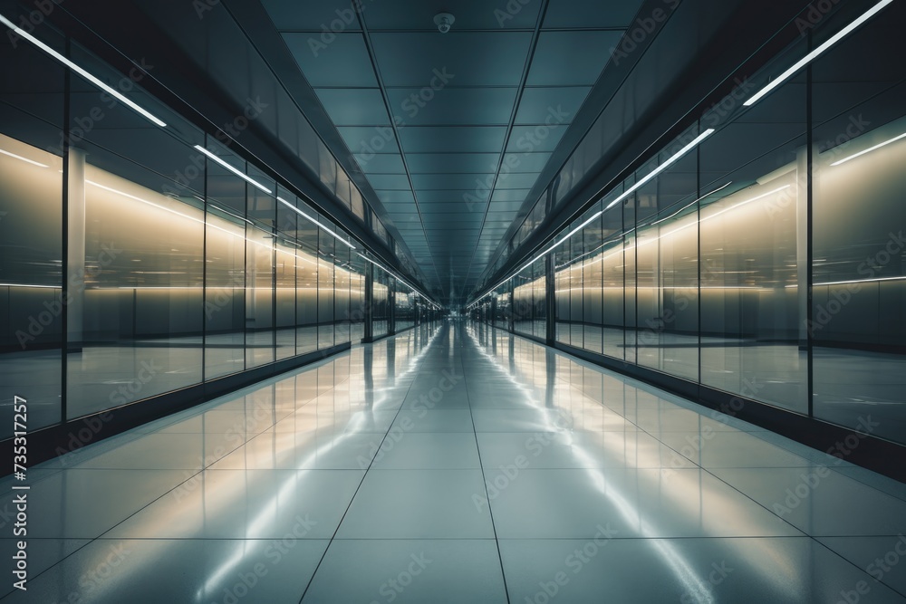 Empty long passageway in a modern building Empty long passageway in a modern building