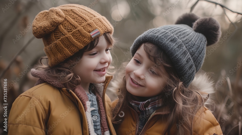 Fototapeta premium two young girls are smiling