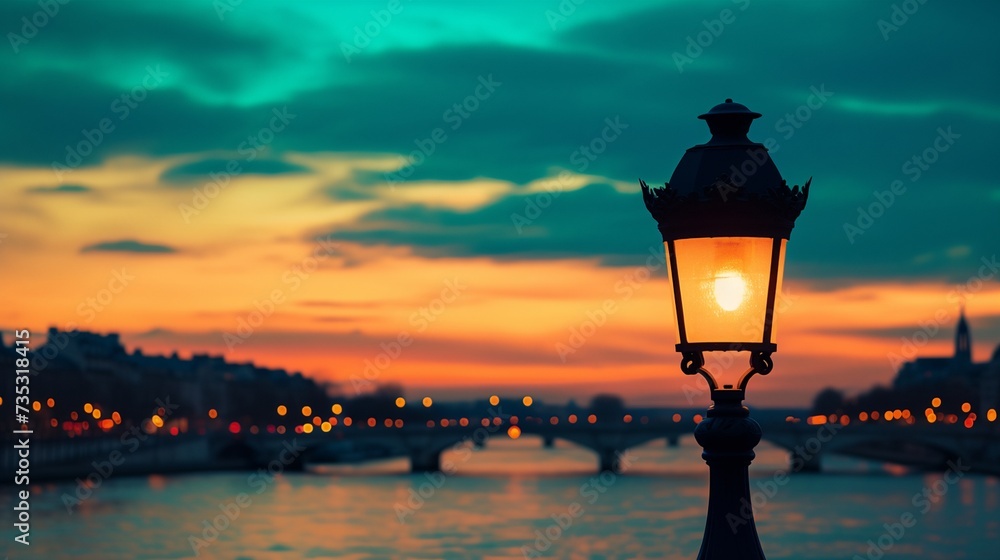a street light with the sun setting in the background and clouds in the sky above it a street light with the sun setting in the background and clouds in the sky above it