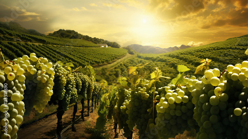 Vineyard with green grapes