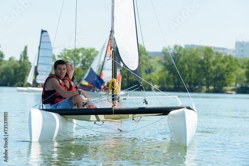 sailing boat on a calm lake