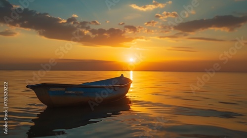 a boat in the water at sunset