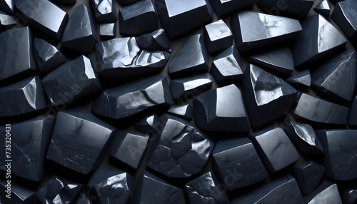 geometric pattern polished obsidian stonewall