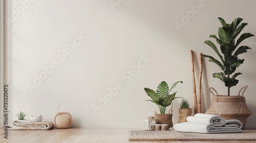 a room with a potted plants