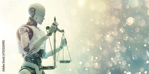 Ethical AI robot holding the scales of justice  photo