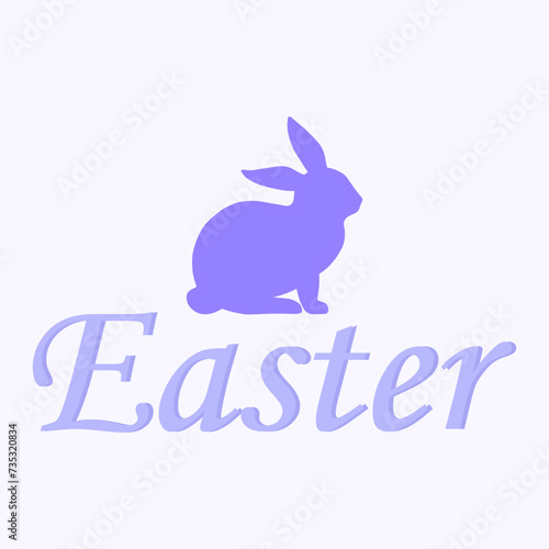 Easter. Happy Easter. Vector illustration. Flat Simple. Silhouette. Rabbit silhouette. Easter eggs silhouette. Easter eggs. Silhouette of a flower.