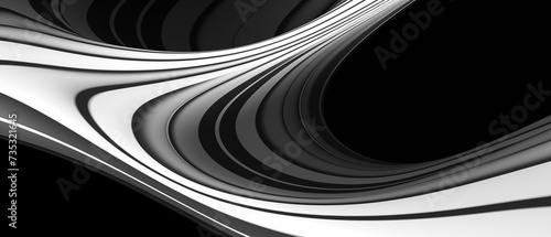 Renderização 3D de fundo ondulado abstrato com listras pretas e brancas photo