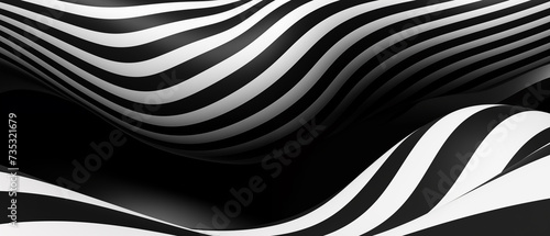 Renderização 3D de fundo ondulado abstrato com listras pretas e brancas photo