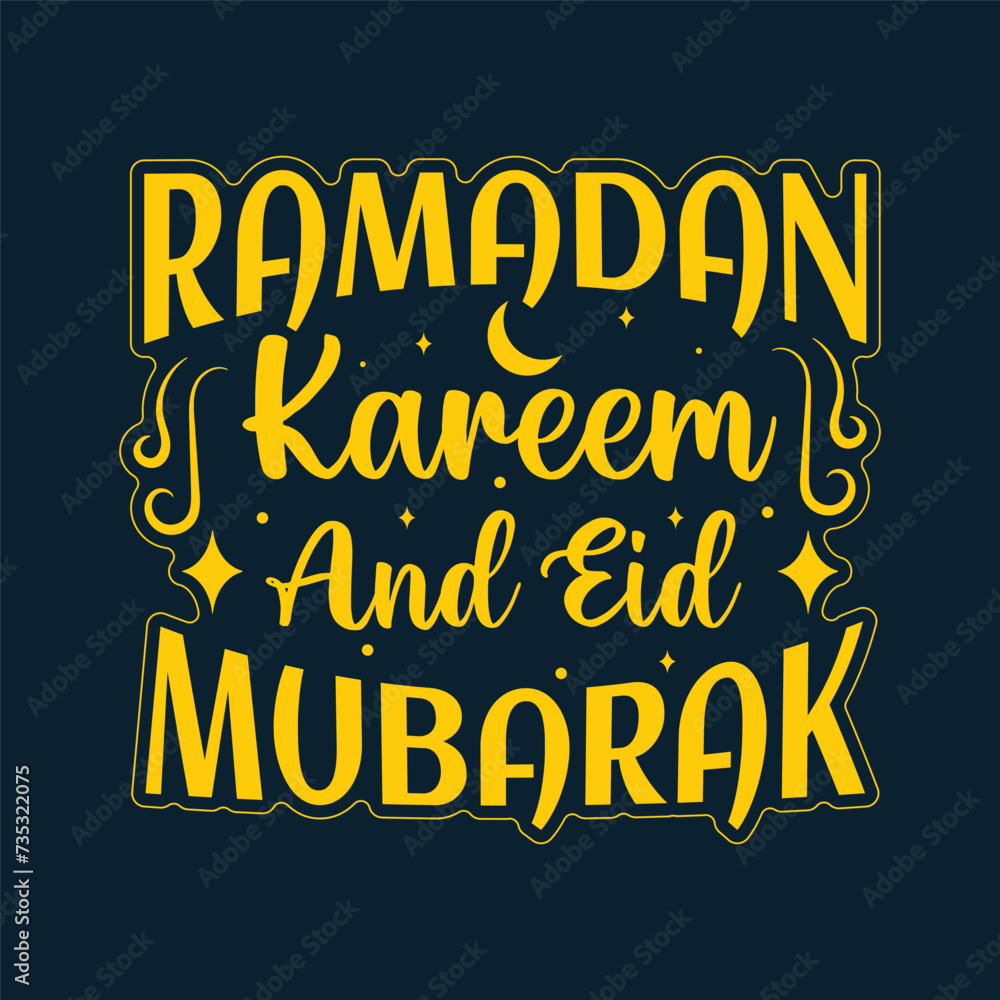 Ramadan kareem and Eid mubarak islamic typography tshirt design