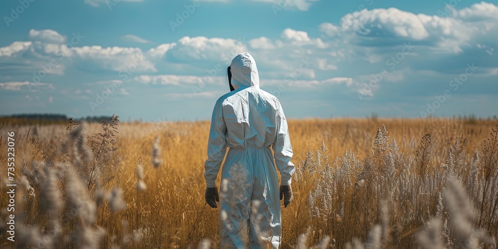 Worker in a protective suit - obrazy, fototapety, plakaty 