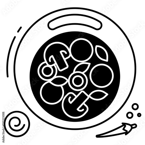 salami mushroom glyph and line vector illustration