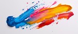 Vibrant and dynamic colorful paint splats creating an artistic design on clean white background