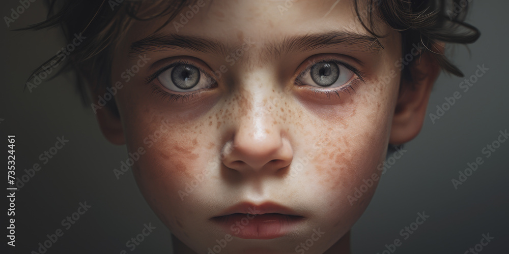 Child with Desperate Eyes Staring into the Camera Child with Desperate Eyes Staring into the Camera