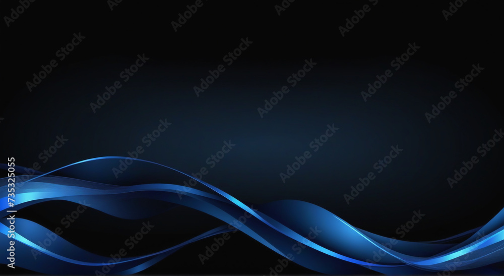 Naklejka premium Abstract Dark Black Background with Flowing Lines 