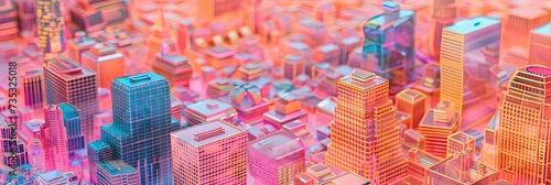 Colorful silicon city made of circuitry