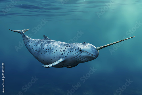 Narwhal - Arctic waters - A medium-sized toothed whale with a long, spiraled tusk protruding from its head. They are known for their unique vocalizations and social behavior