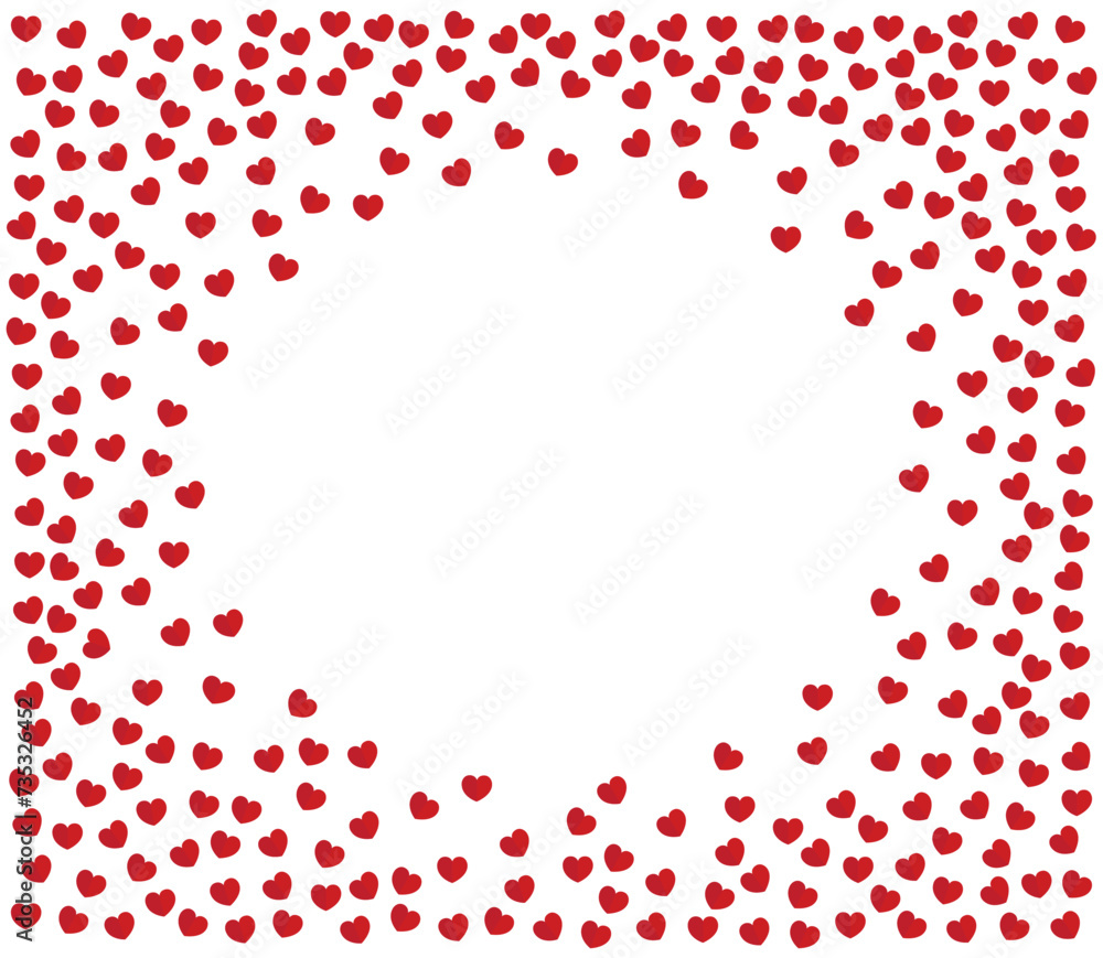 Red cute heart pattern frame on white background vector illustration