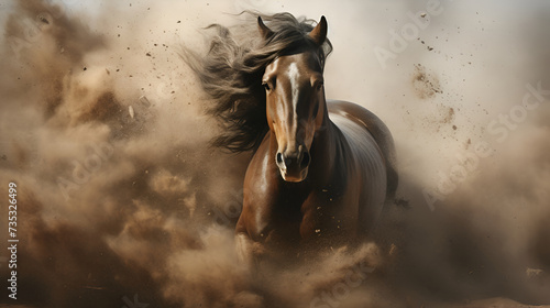 wild stallion in dust