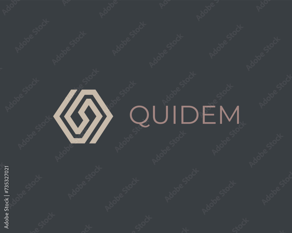 Obraz premium Abstract geometric logo. Creative rhombus sign. Universal construction building premium logo. Real estate residence architecture concept. Vector illustration.