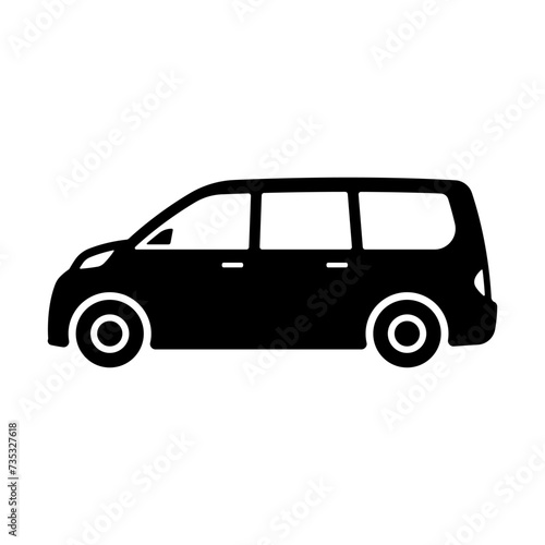 Car icon. Minivan. Black silhouette. Side view. Vector simple flat graphic illustration. Isolated object on a white background. Isolate. © far700