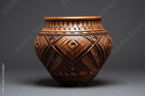 a brown and black pottery