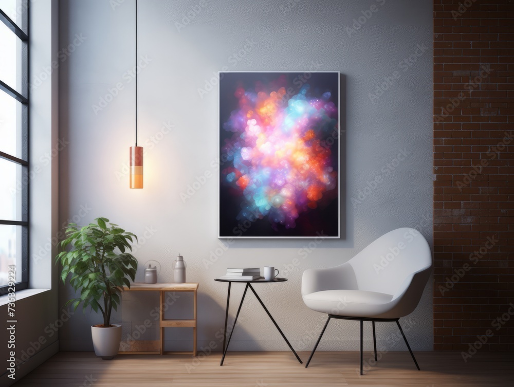 Modern Interior with wall art mockup Modern Interior with wall art mockup