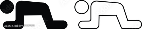 Set people pictogram icon. People in motion active lifestyle black flat or line vector collection isolated on transparent background. Man or woman Basic Posture People Sitting Standing Sign Symbol.