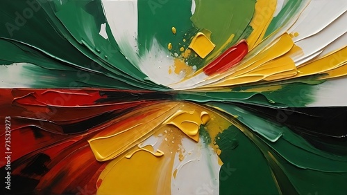 Black history month celebration, red yellow and green abstract, impasto, paint on black background, Black history month African American history celebration banner.