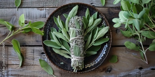 Sage smudge stick for smudging bad juju and bringing good energy to a new home photo