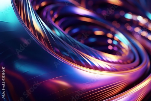 metallic tubes spiral swirl holographic abstract 3d render background in lilac purple colors