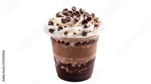 Sundae ice cream with chocolate and vanilla isolated on transparent background