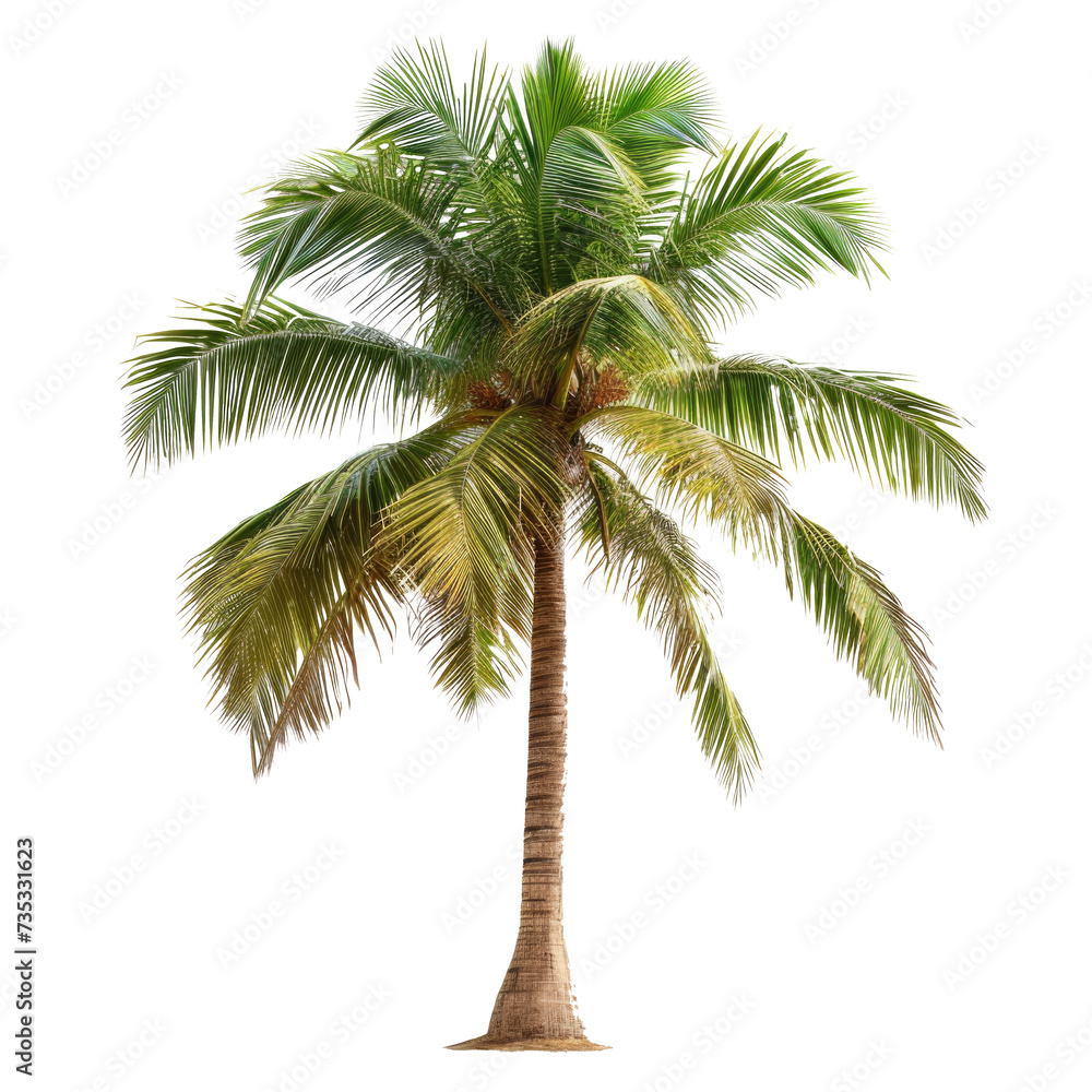 Obraz premium Green beautiful palm tree isolated on transparent background 