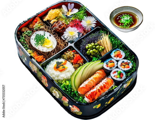 Japanese bento delicious on a transparent backgroud