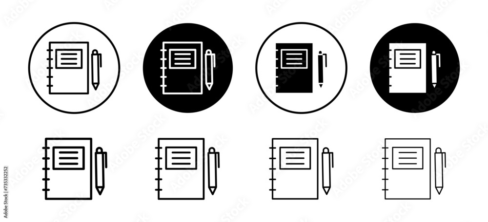 Notebook vector icon set collection. Notebook Outline flat Icon. Notebook vector icon set collection. Notebook Outline flat Icon.