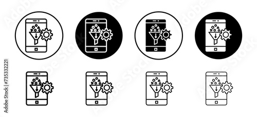 Content curation vector icon set collection. Content curation Outline flat Icon.