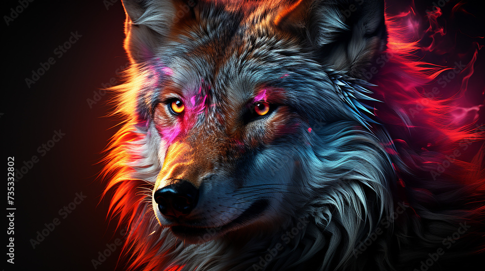 3d rendered photo of wolf made with generative AI 3d rendered photo of wolf made with generative AI