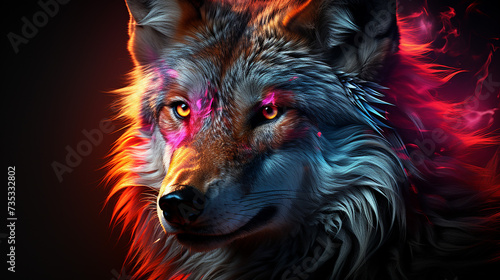 3d rendered photo of wolf made with generative AI