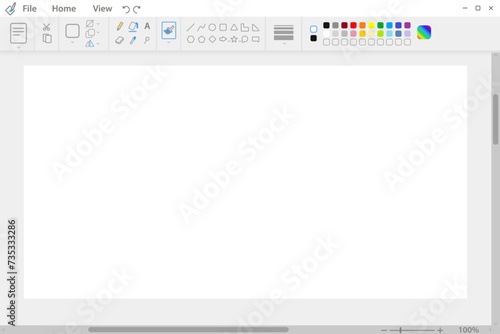 Graphic drawing application panel. Digital program for paint toolbar for creating and composing pictures in vector based design